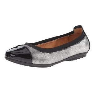 Josef Seibel Women Pippa 07 Ballet Flats EU 36 US 5-5.5 Black Silver Leather NIB